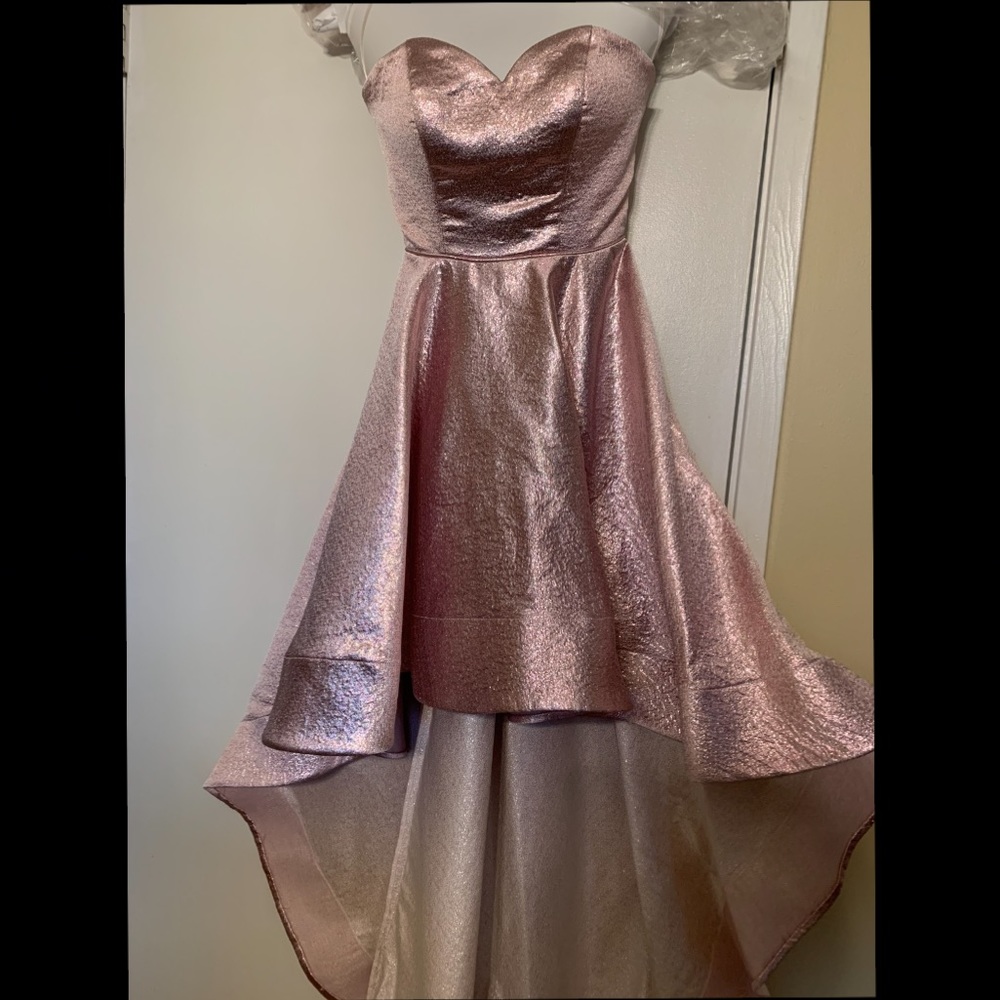 Shiny Pink High Low Dress